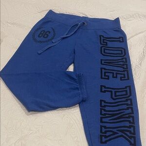 PINK Victoria's Secret Blue Joggers with Bold Logo